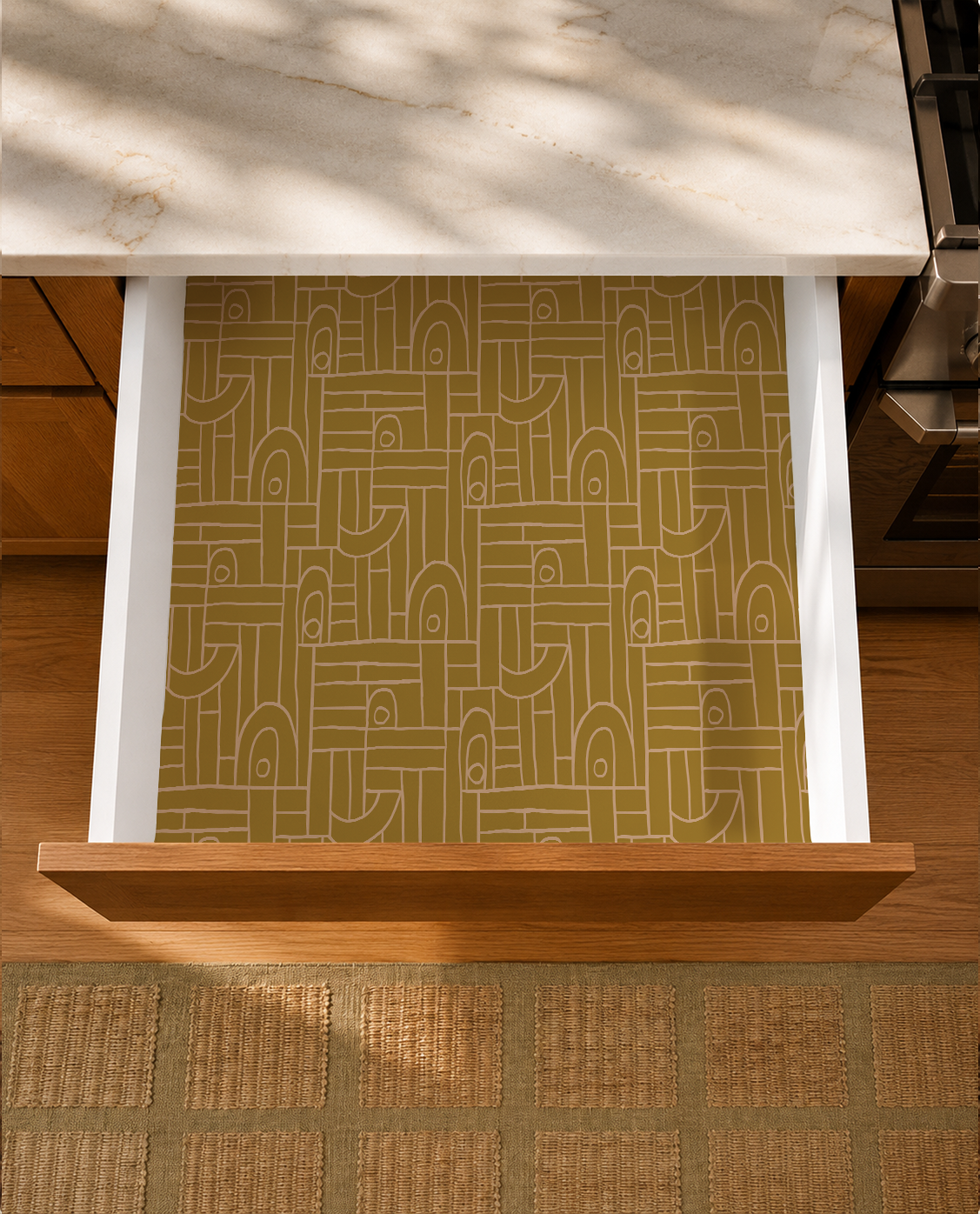Deco Tile Contact Paper, mustard and peach