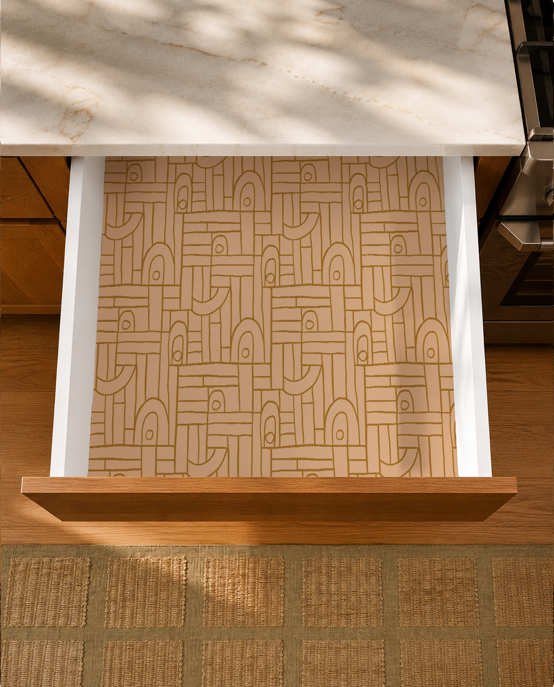 Deco Tile Contact Paper, peach and mustard