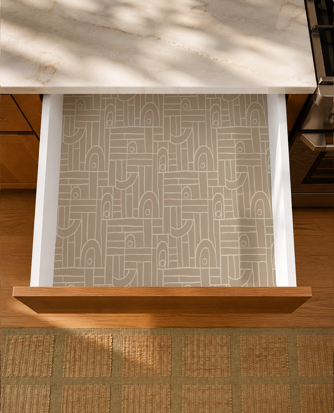 Deco Tile Contact Paper, tan and white