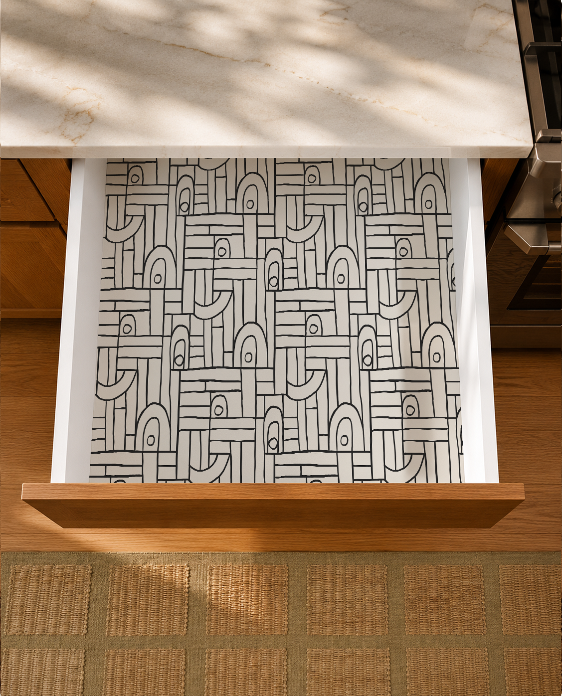 Deco Tile Contact Paper, white and black