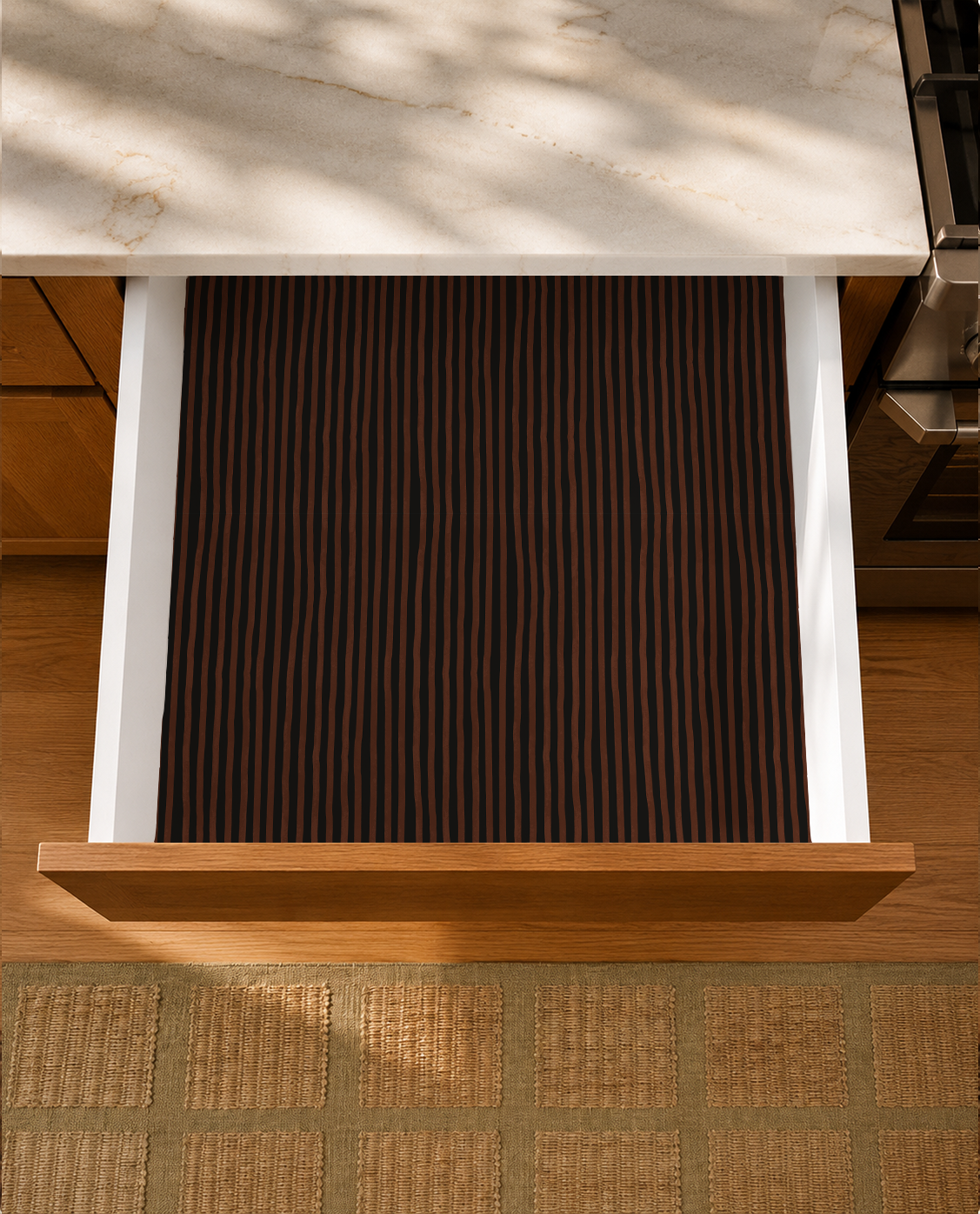 Dolce Stripe Contact Paper, black and brown