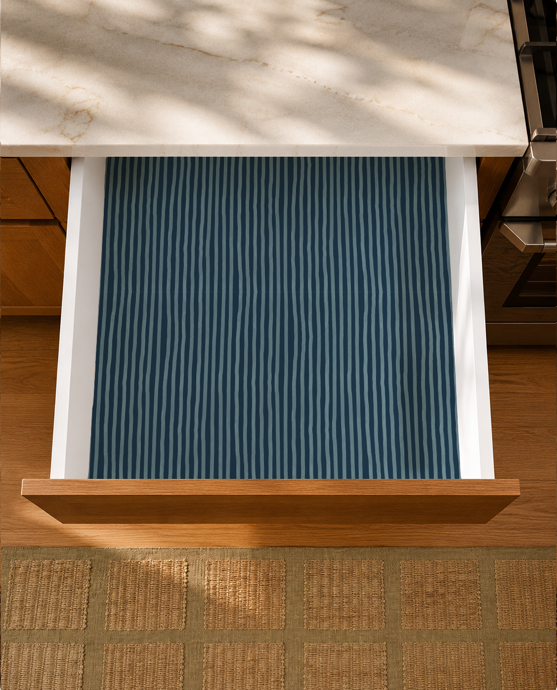 Dolce Stripe Contact Paper, navy and light blue