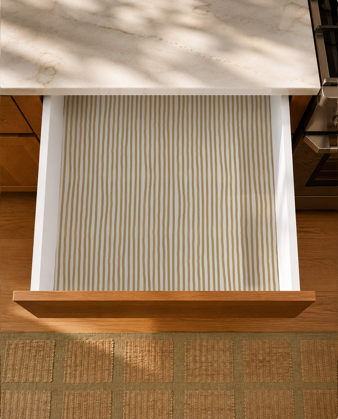 Dolce Stripe Contact Paper, off-white and butter