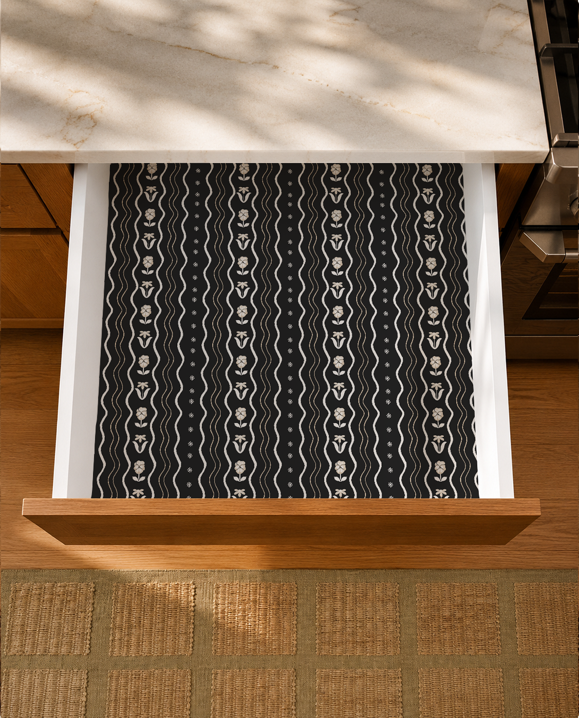 Posy Lane Contact Paper, black and neutral