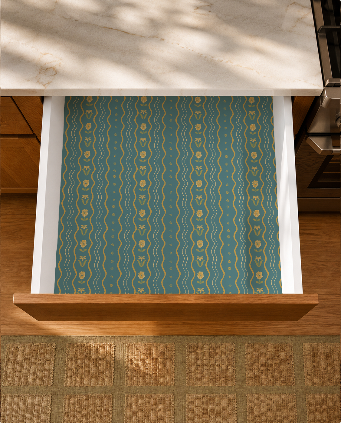 Posy Lane Contact Paper, blue, yellow and green
