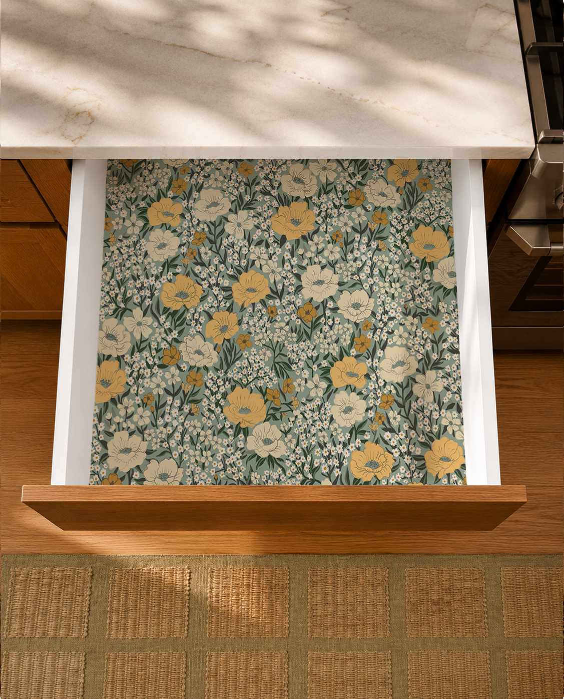 Wildflower Meadow Contact Paper, dusty teal