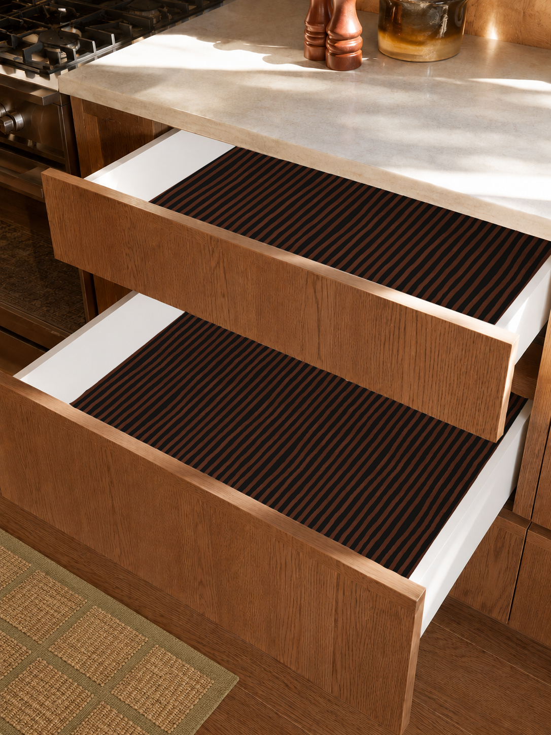 Dolce Stripe Contact Paper, black and brown