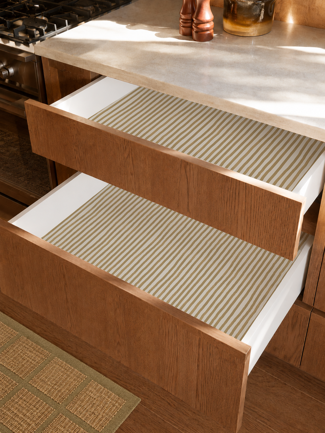 Dolce Stripe Contact Paper, off-white and butter