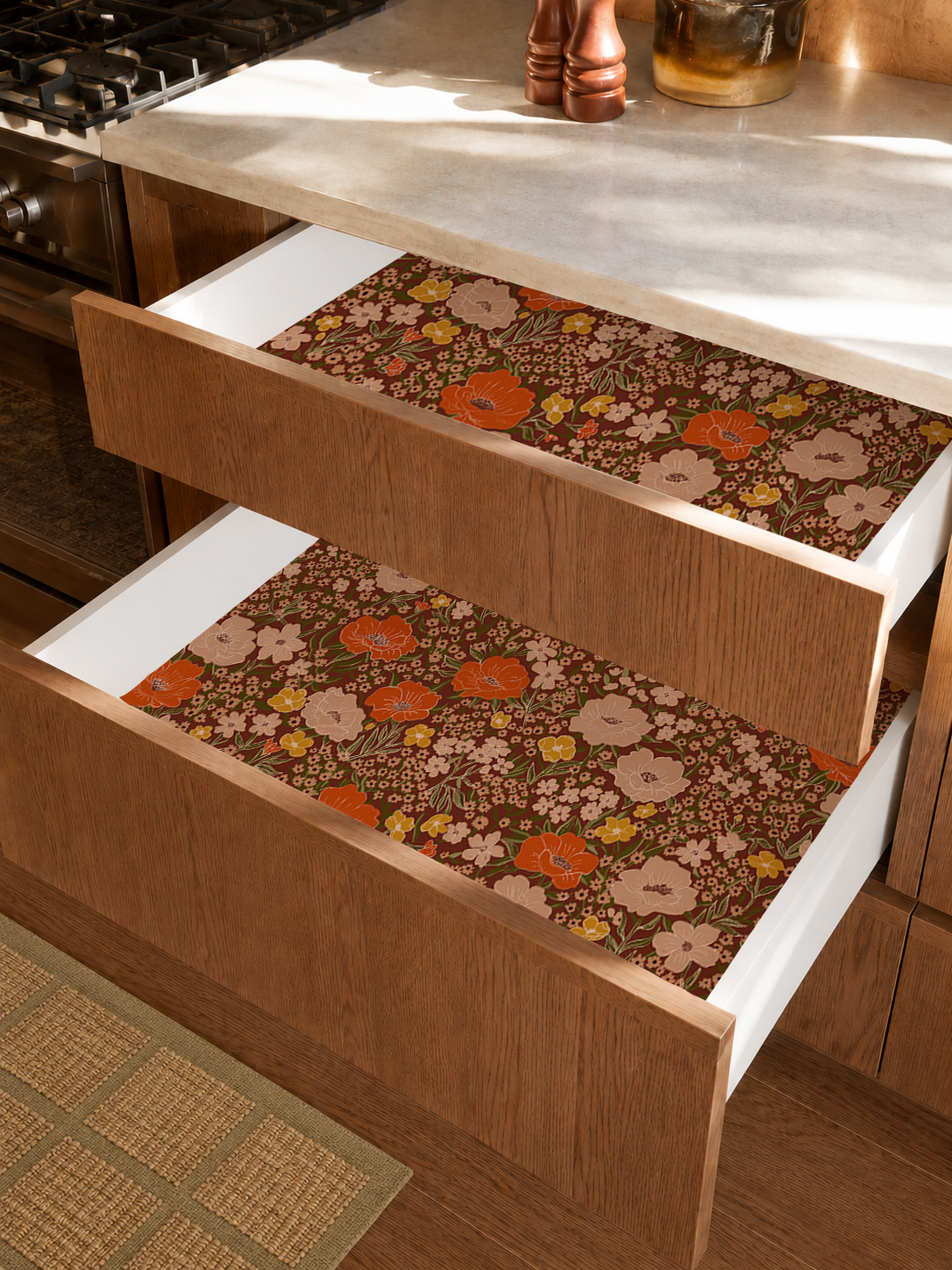 Wildflower Meadow Contact Paper, dark siena