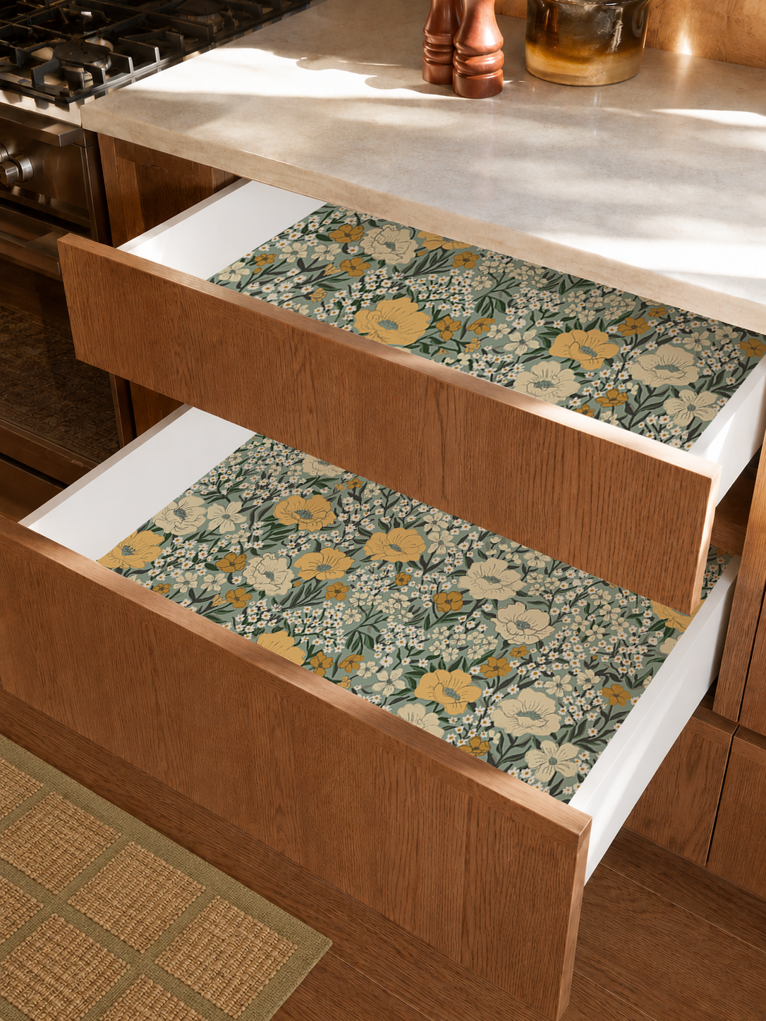 Wildflower Meadow Contact Paper, dusty teal