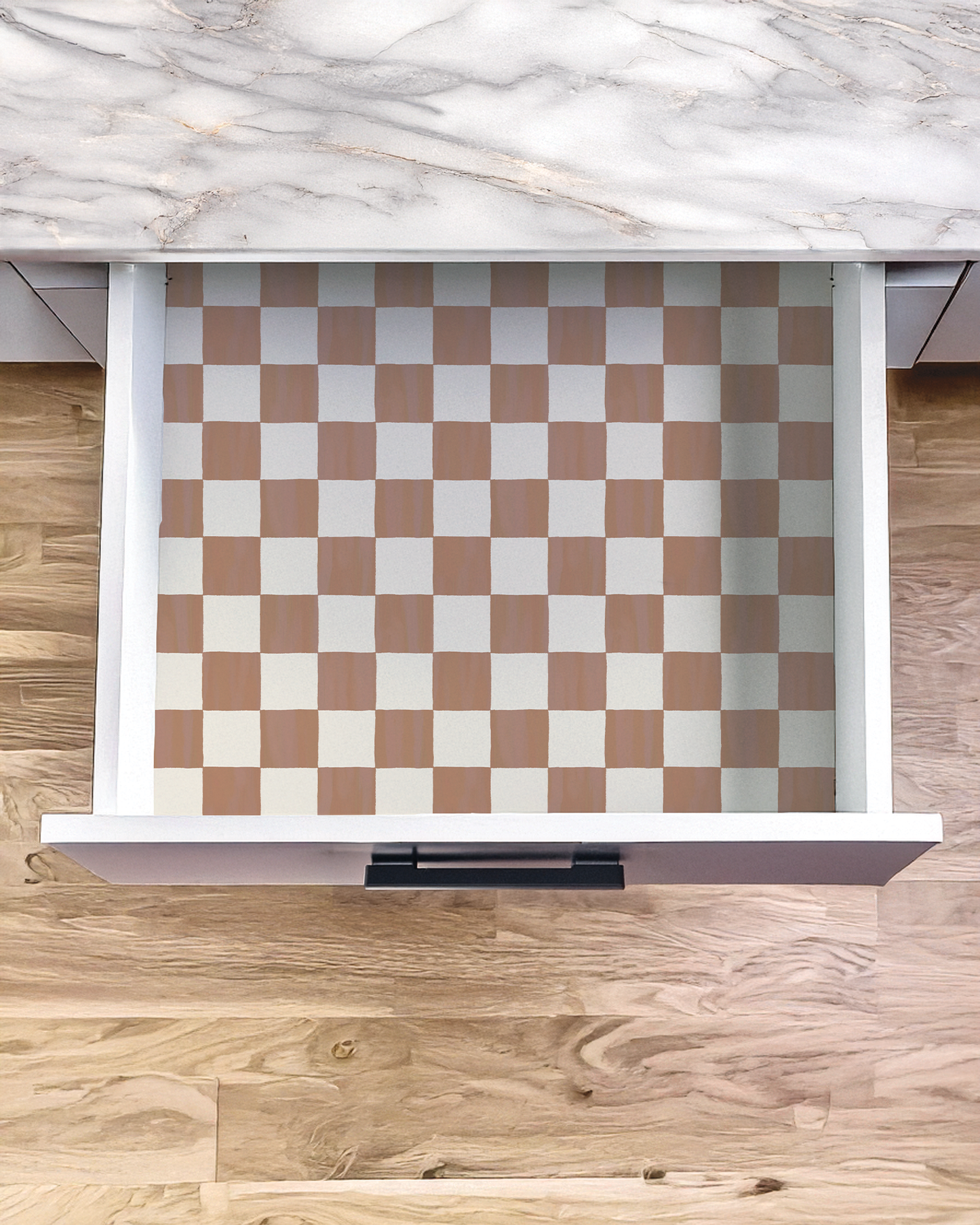 Checkers Contact Paper, mocha mousse & white