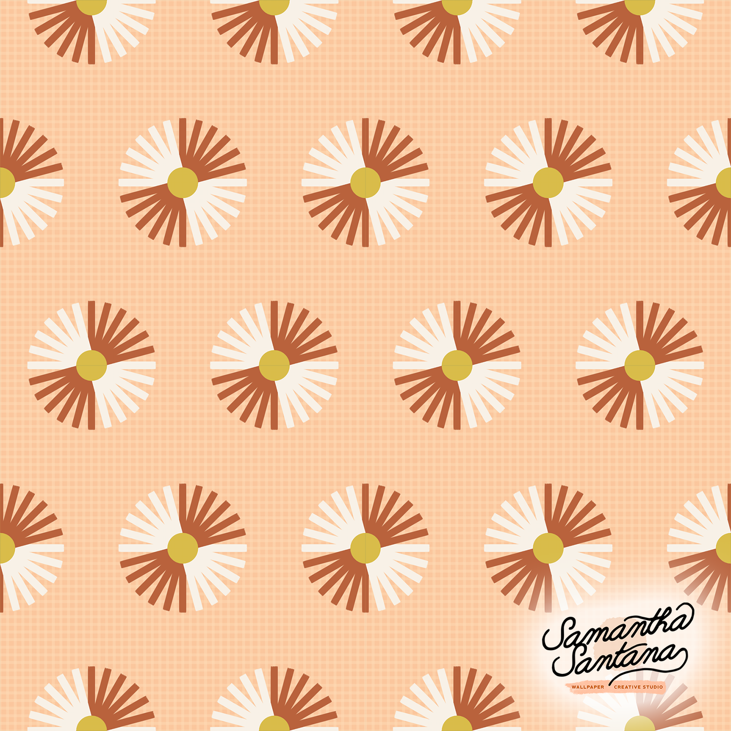 Daisy Gingham Contact Paper, peach