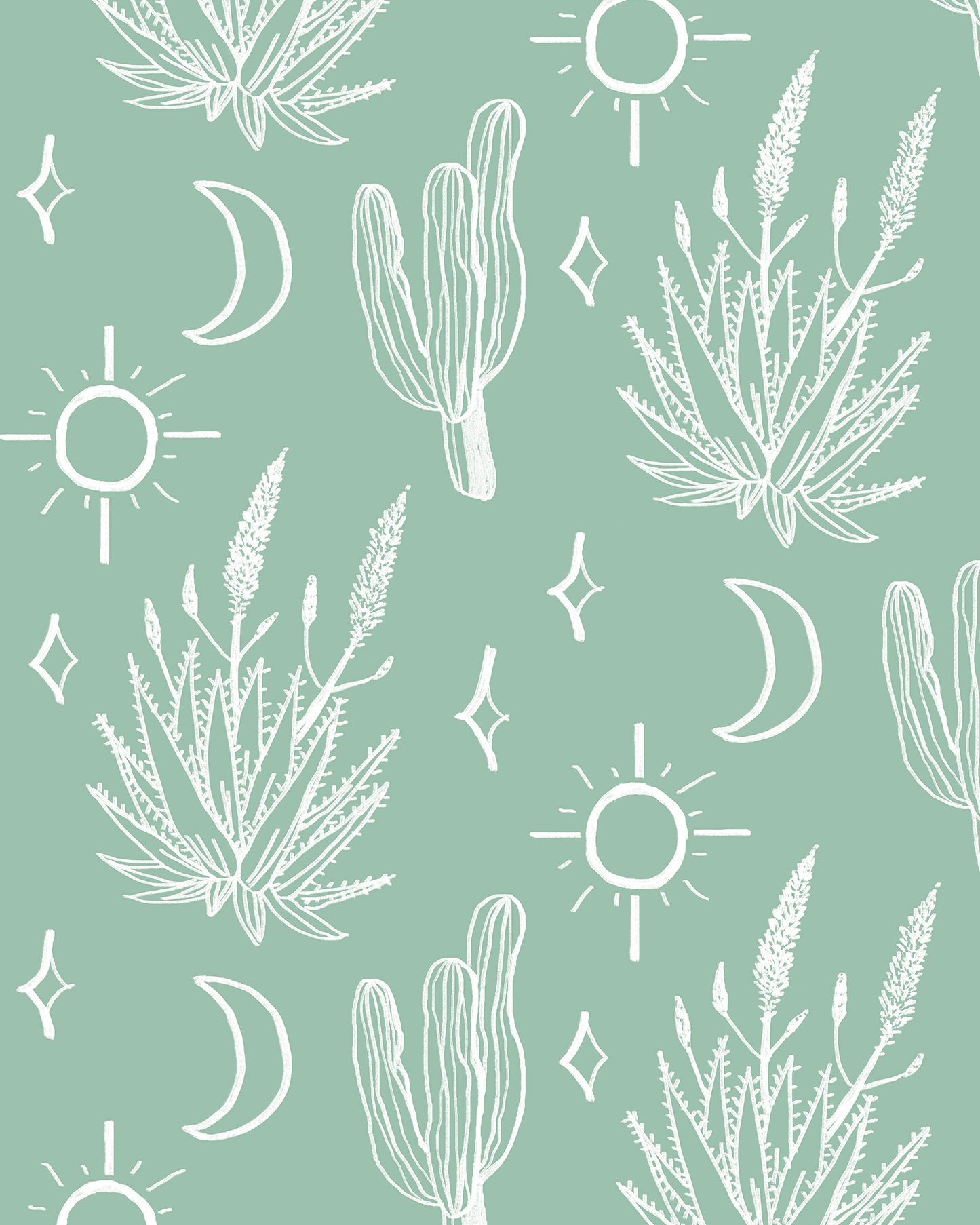 Desert Sky Wallpaper, mint and white