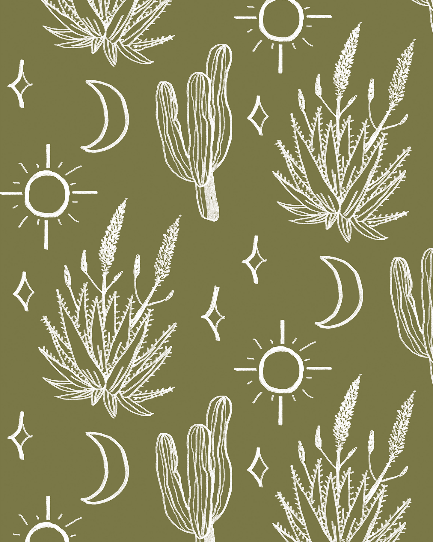 Desert Sky Wallpaper, moss green and white