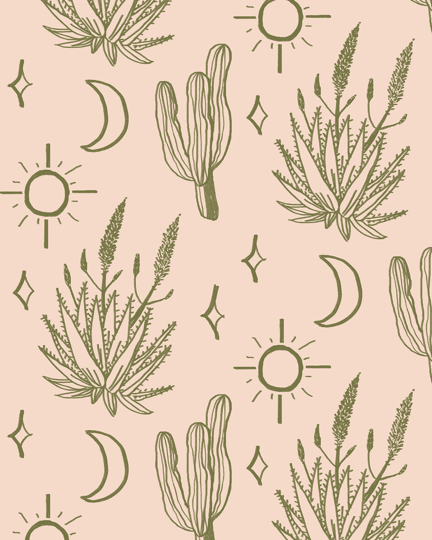 Desert Sky Wallpaper, clay and green