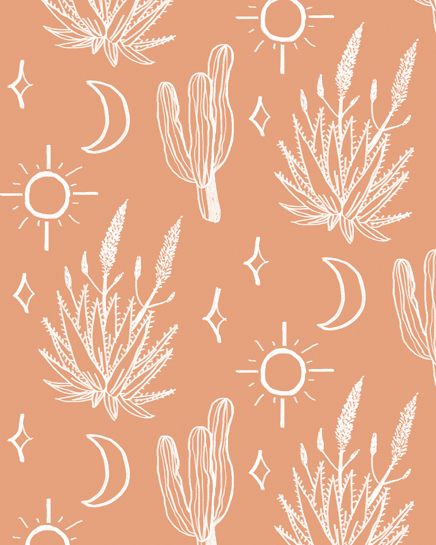 Desert Sky Wallpaper, terra cotta and white