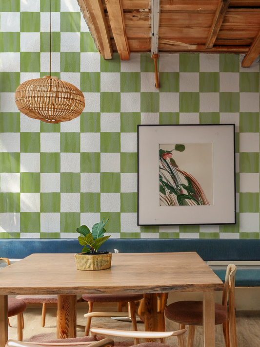 Checkers Wallpaper, olive green