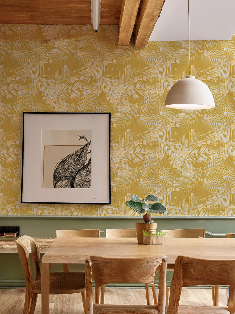 Palm Petal Wallpaper, mustard