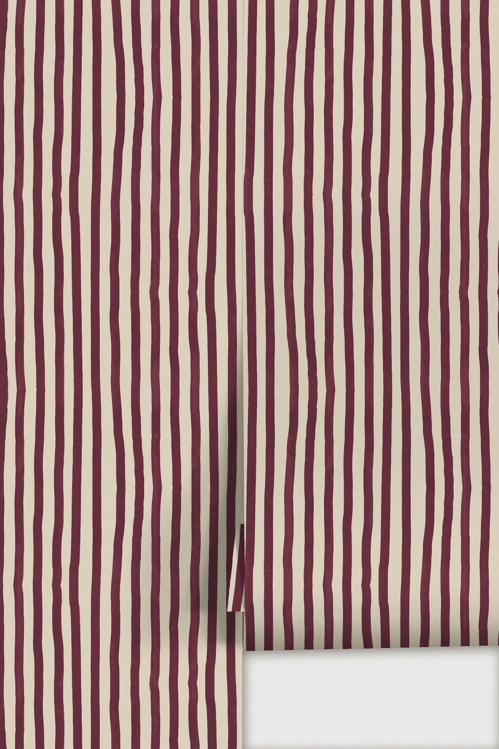 Dolce Stripe Wallpaper, off-white and eggplant