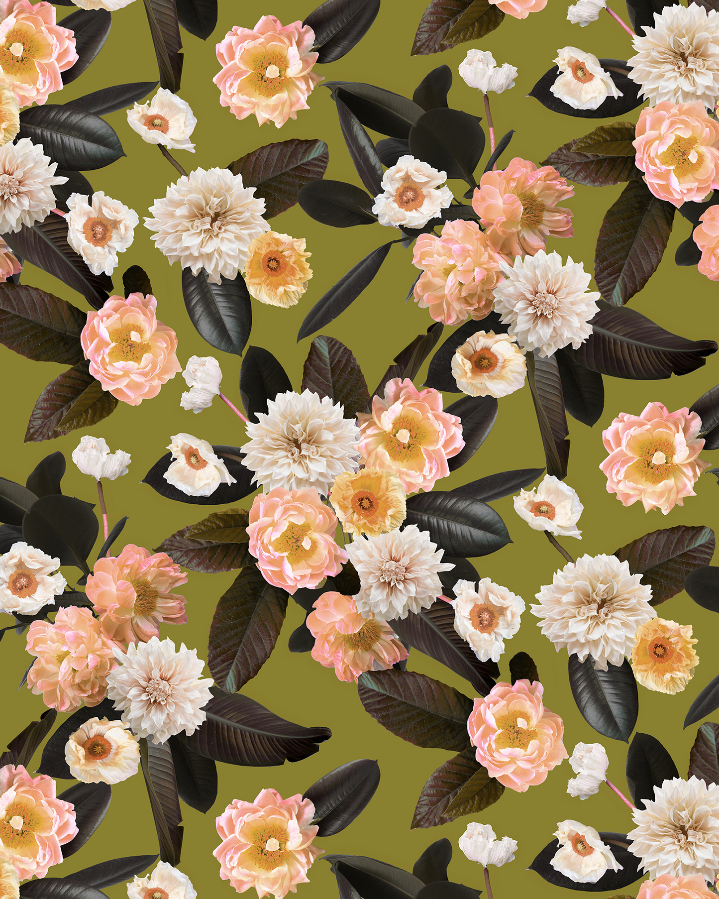 Flower Party Wallpaper, green