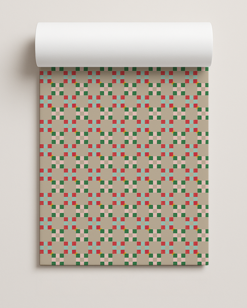 Christmas Quilt Gift Wrap, tan