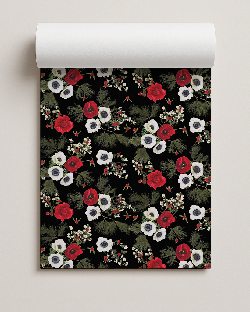 Snow Berry Gift Wrap, black