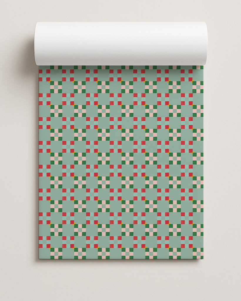 Christmas Quilt Gift Wrap, mint