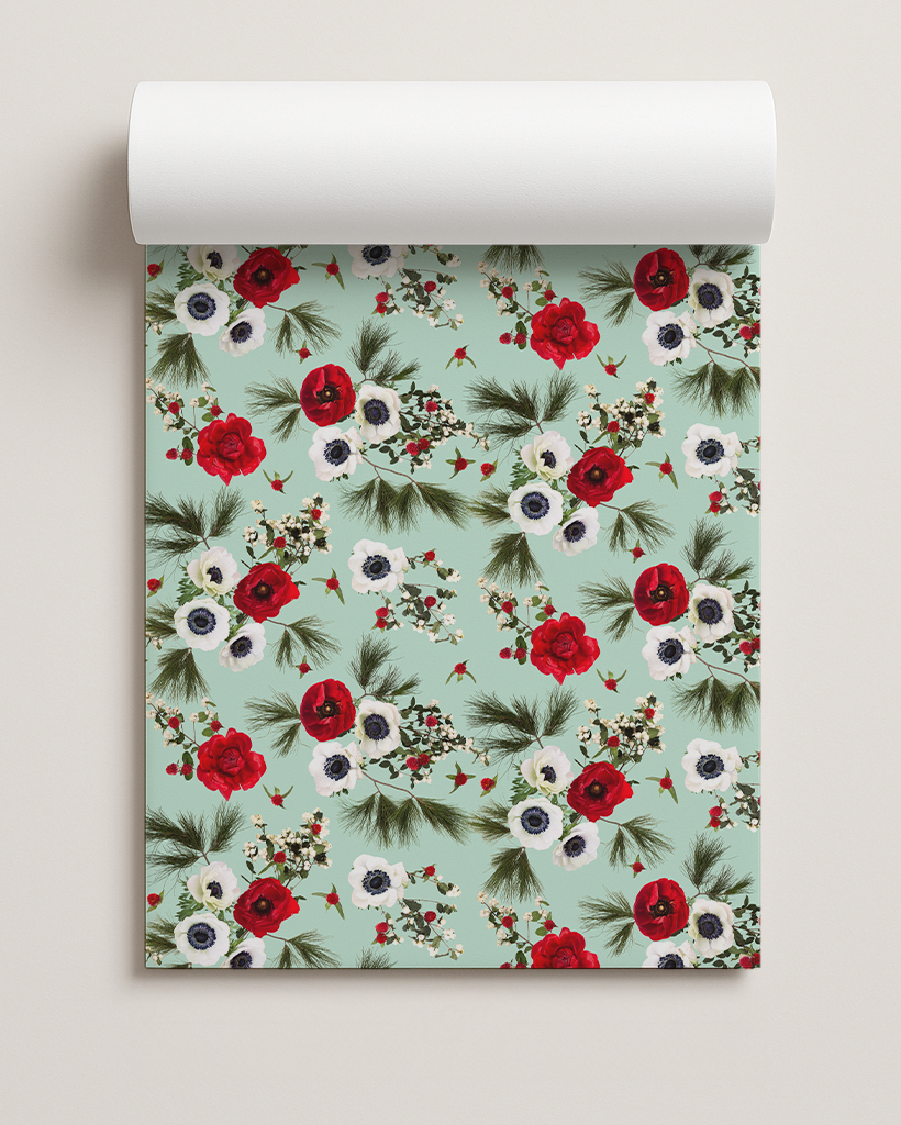Snow Berry Gift Wrap, mint