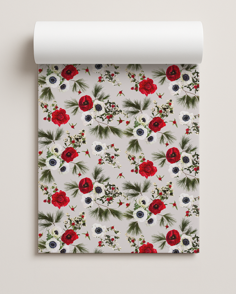 Snow Berry Gift Wrap, off-white