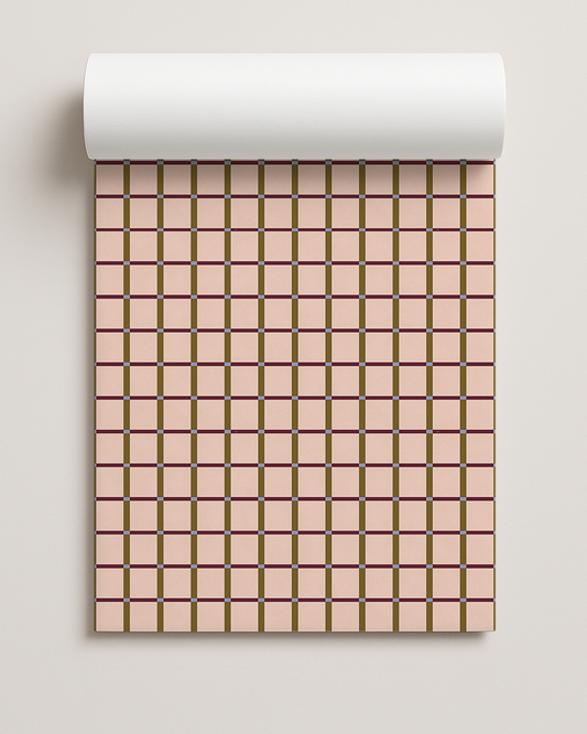 Ginnie Contact Paper, peach cherry and olive