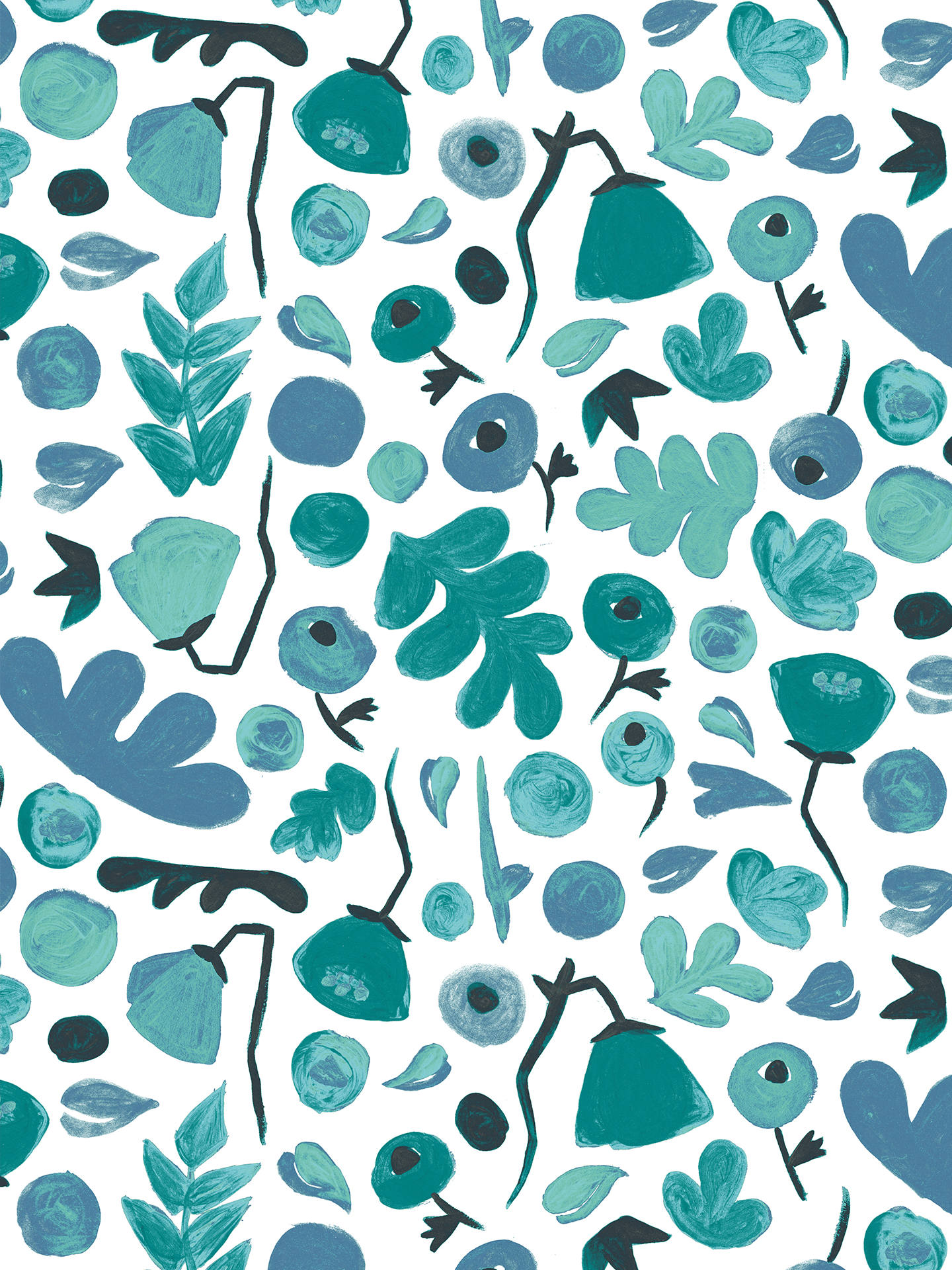 Henri Floral Wallpaper, teal