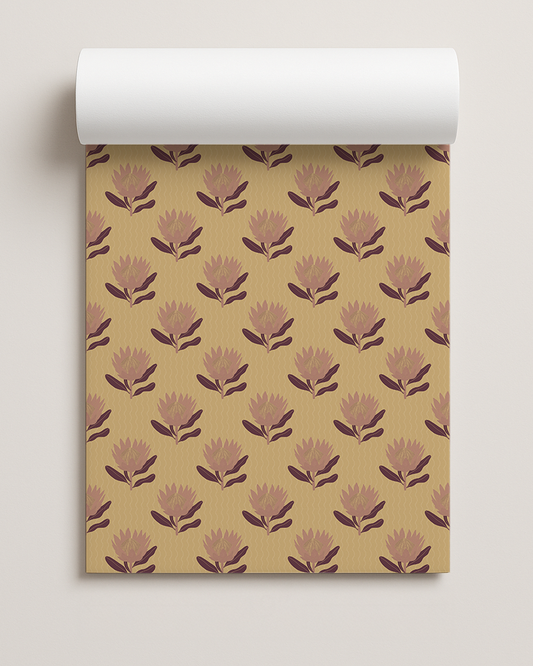 King Protea Contact Paper, butter yellow and mauve