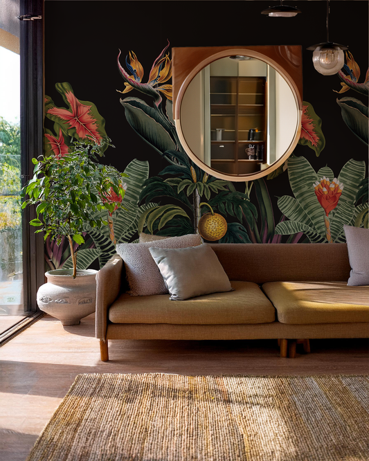Vintage Botanical Mural, black