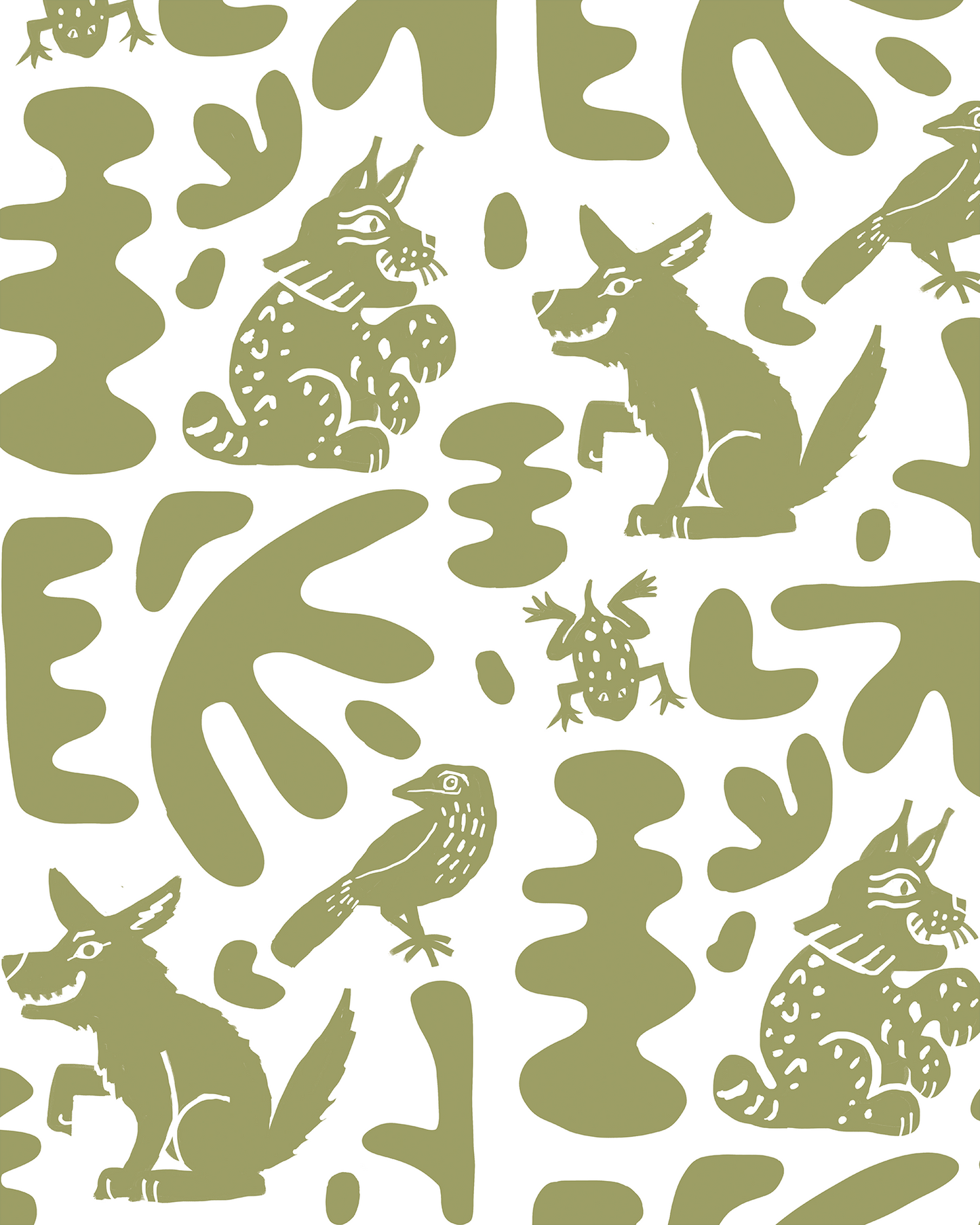 Abstract Animales Wallpaper, green