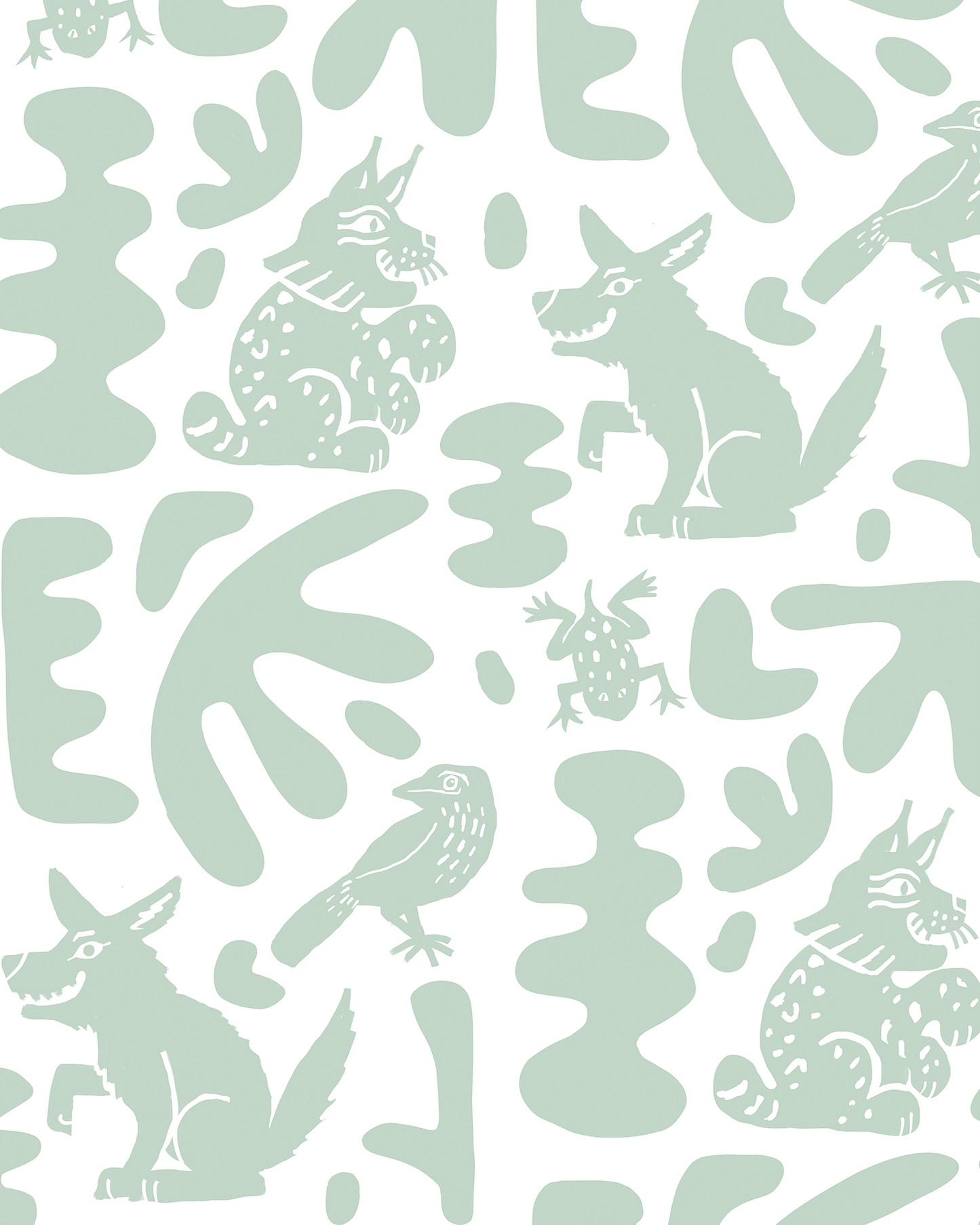 Abstract Animales Wallpaper, mint