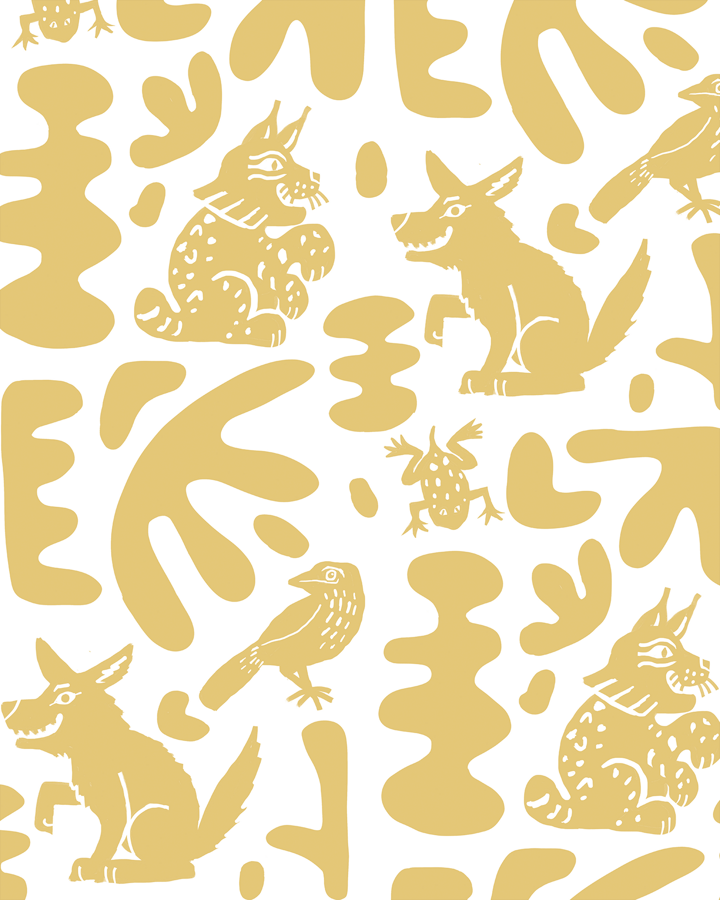 Abstract Animales Wallpaper, yellow