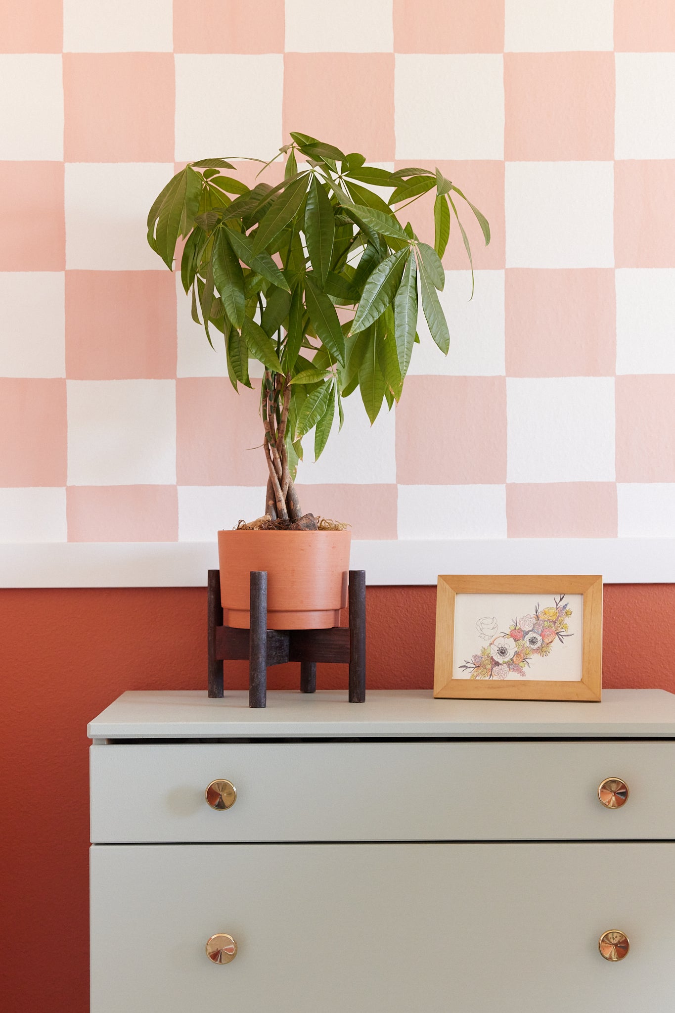 Checkers Wallpaper, terra cotta