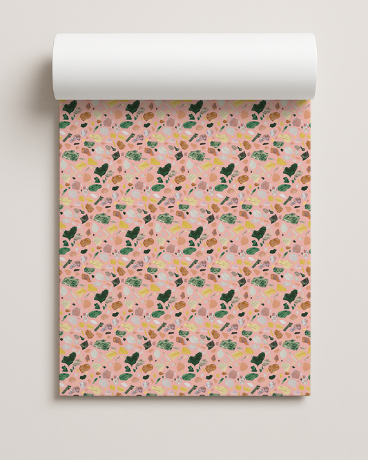 Painted Terrazzo Contact Paper, bold pink