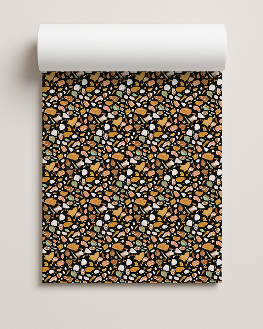 Painted Terrazzo Contact Paper, bold  black