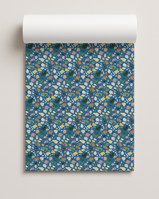 Painted Terrazzo Contact Paper, bold blue