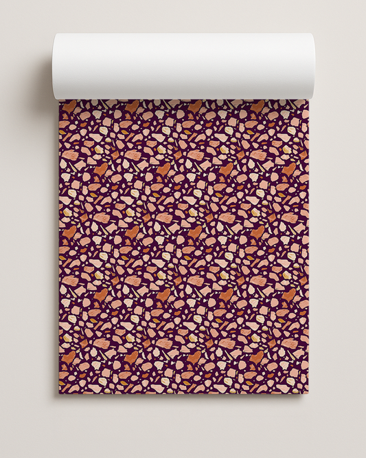 Painted Terrazzo Contact Paper, bold eggplant