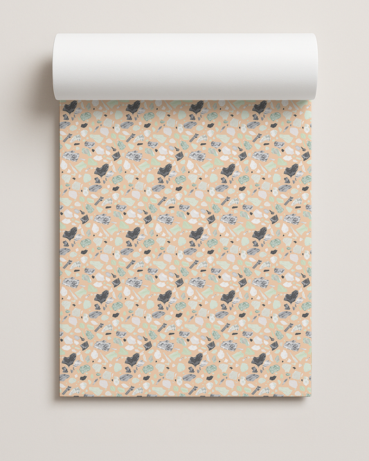 Painted Terrazzo Contact Paper, peach