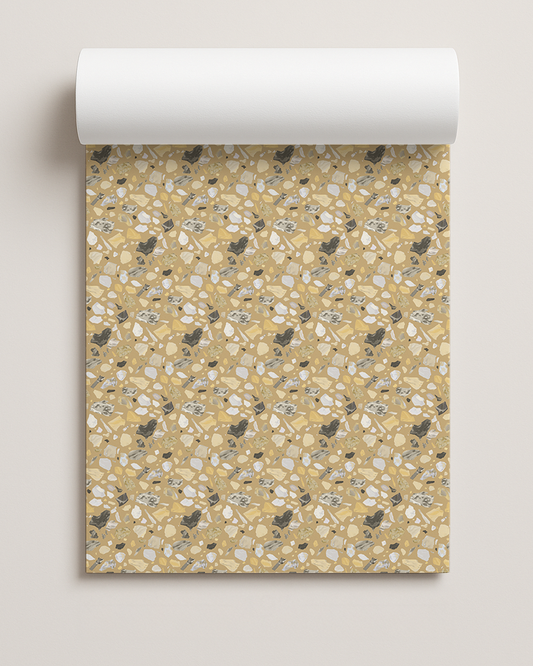 Painted Terrazzo Contact Paper, butter yellow