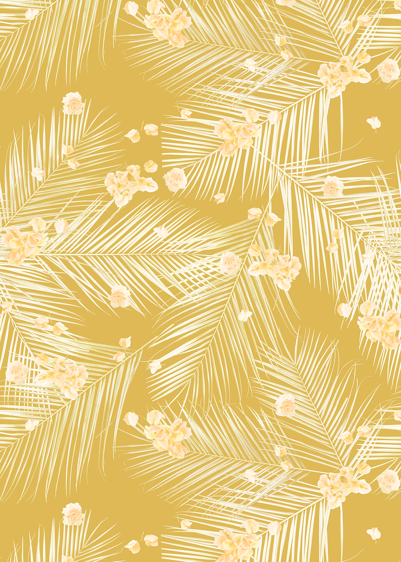 Palm Petal Wallpaper, mustard