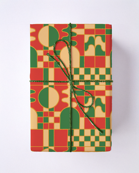 Groovy Glow Gift Wrap, red, yellow and green