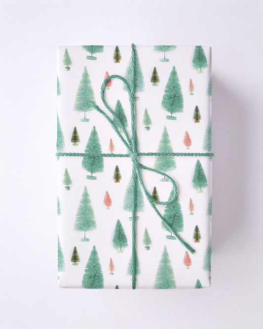 Bottle Brush Tree Wrapping Paper, Large Roll, mint