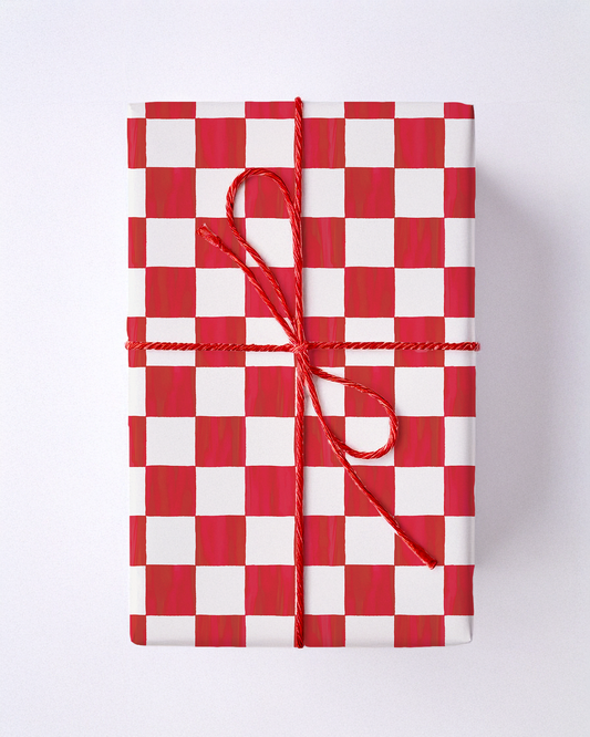 Checkers Wrapping Paper, Large Roll, red & white