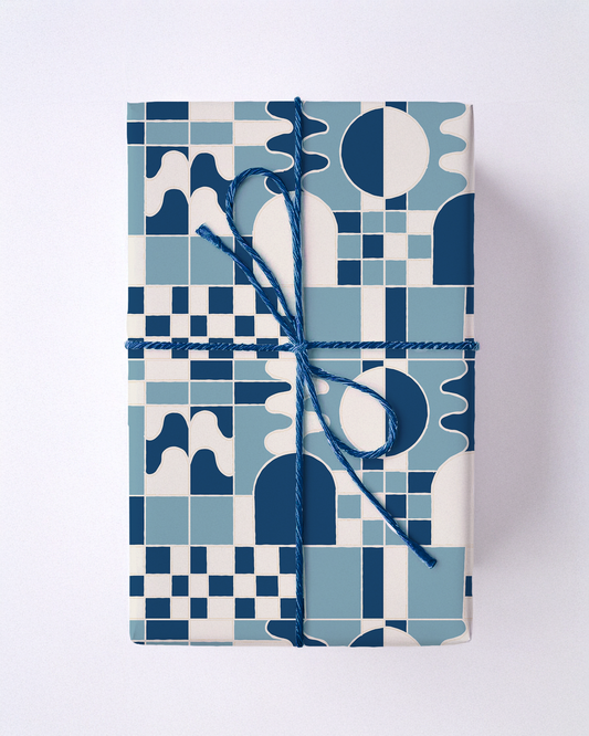 Holiday Stained Glass 02 Wrapping Paper, Large Roll, blue