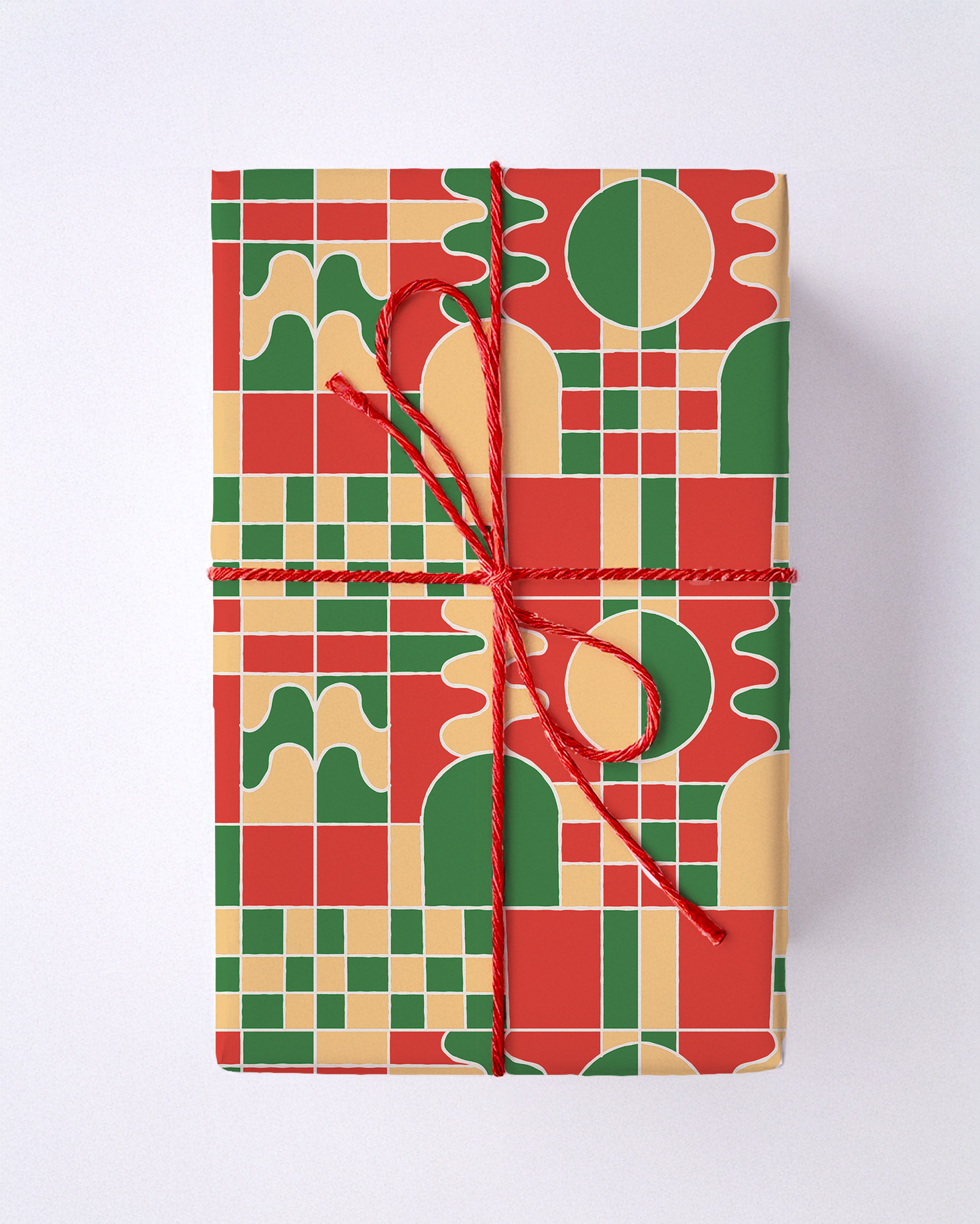 Holiday Stained Glass 02 Wrapping Paper, Large Roll, red, green and yellow