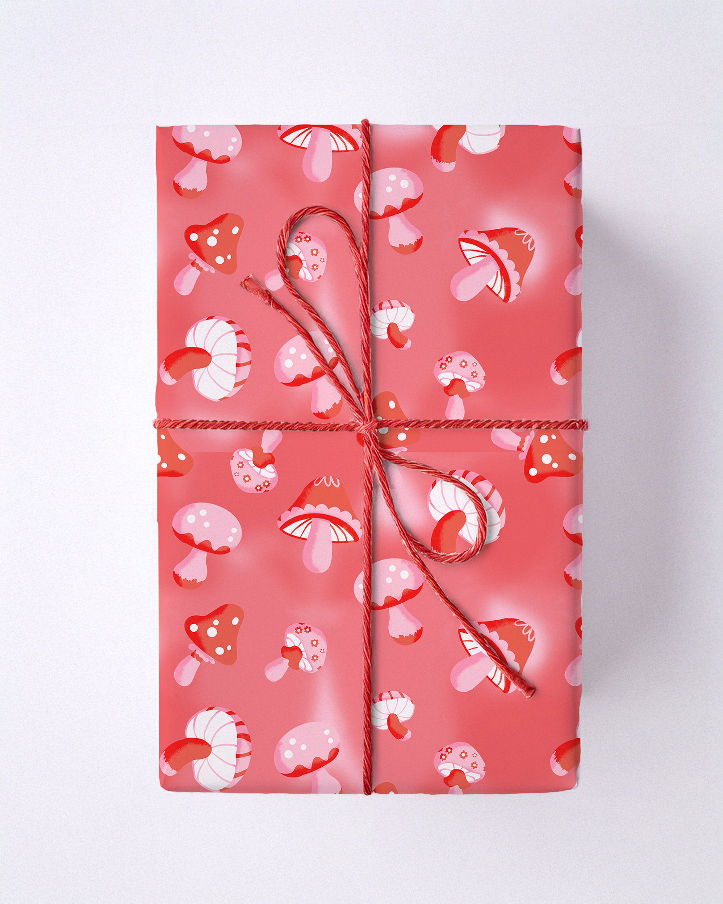 Yuletide Fungi Gift Wrap, red and pink